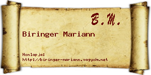 Biringer Mariann névjegykártya