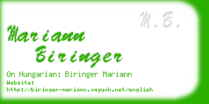 mariann biringer business card